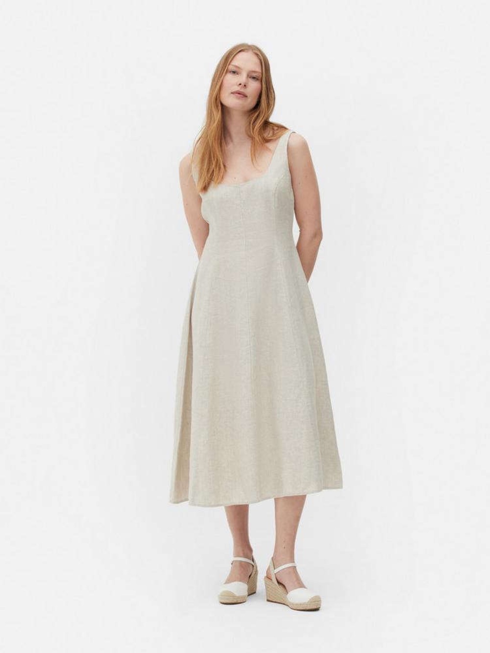 Primark linen oatmeal midi dress